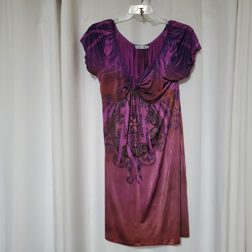 Women’s Purple Ombre Knot-Front Sleep Dress